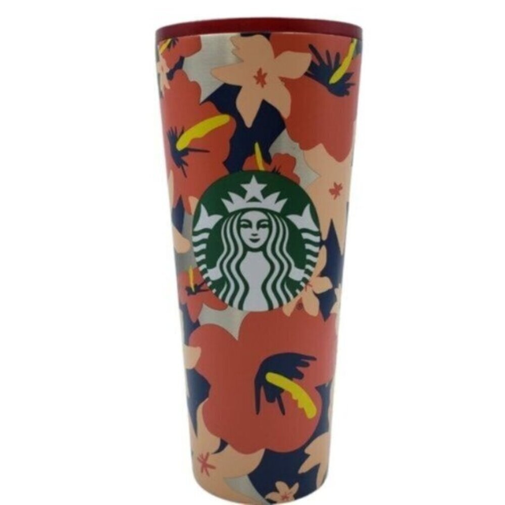 🔷️Starbucks Summer 2020 Red Hibiscus Tropical Stainless Steel Cold Cup Tum…